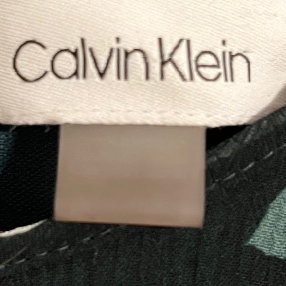 Calvin Klein Dress S Green Floral Mini Sheer Flowy Tropical Boho Western Preppy - Picture 2 of 12